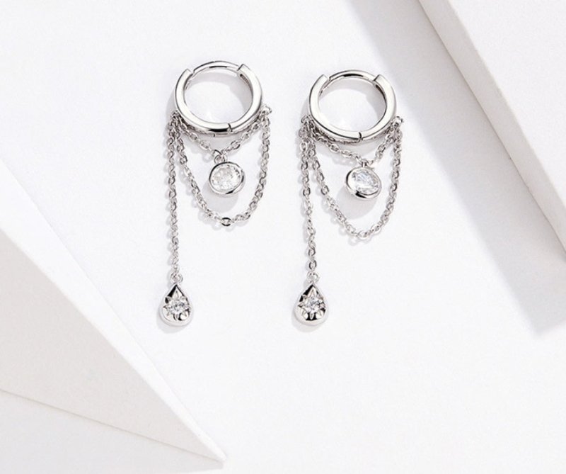 Rebellious personality long s925 sterling silver earrings women plated platinum anti-allergic silver earrings-Jewearrings