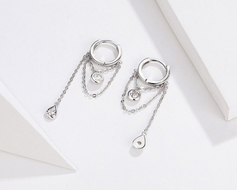 Rebellious personality long s925 sterling silver earrings women plated platinum anti-allergic silver earrings-Jewearrings