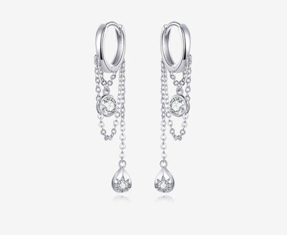 Rebellious personality long s925 sterling silver earrings women plated platinum anti-allergic silver earrings-Jewearrings