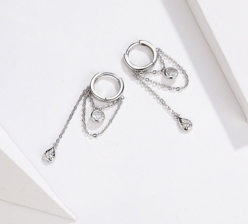 Rebellious personality long s925 sterling silver earrings women plated platinum anti-allergic silver earrings-Jewearrings