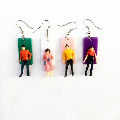 Rectangle Earrings: Colorful Urban Clips-Jewearrings