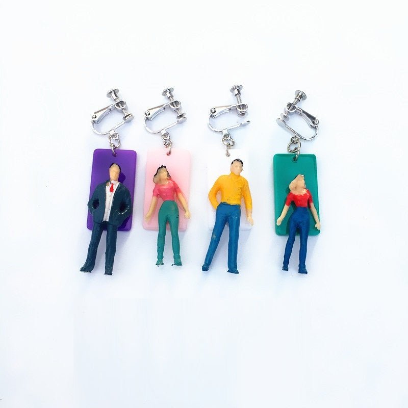 Rectangle Earrings: Colorful Urban Clips-Jewearrings