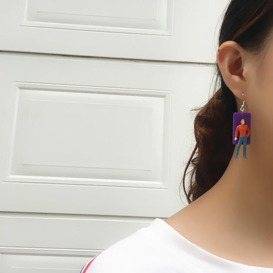 Rectangle Earrings: Colorful Urban Clips-Jewearrings