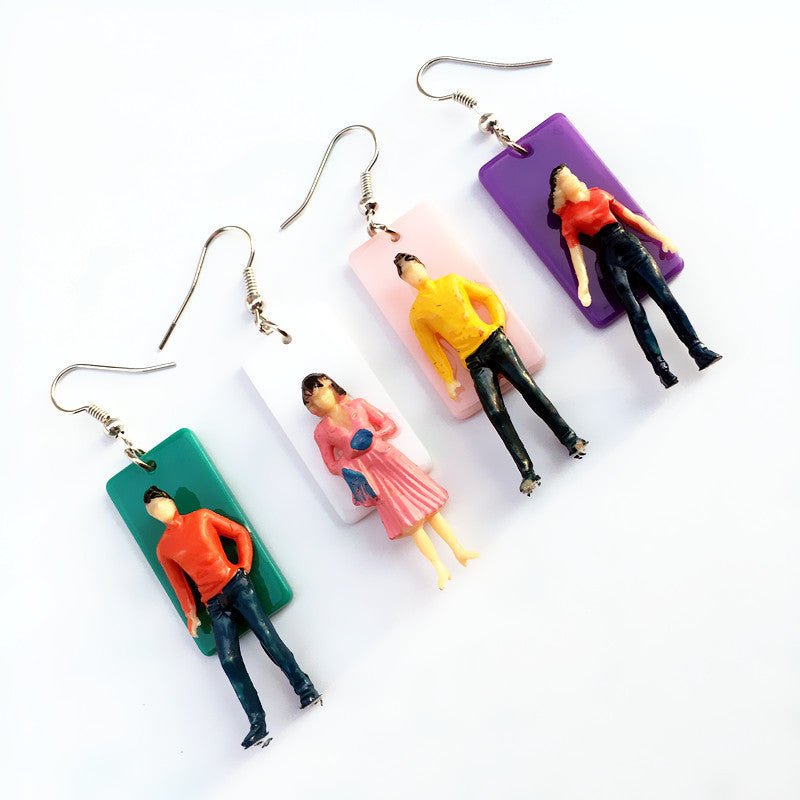 Rectangle Earrings: Colorful Urban Clips-Jewearrings