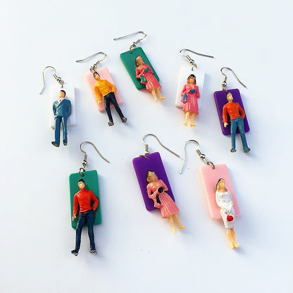 Rectangle Earrings: Colorful Urban Clips-Jewearrings