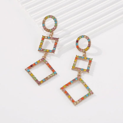 Rectangle Earrings: Diamond Square Glamour-Jewearrings