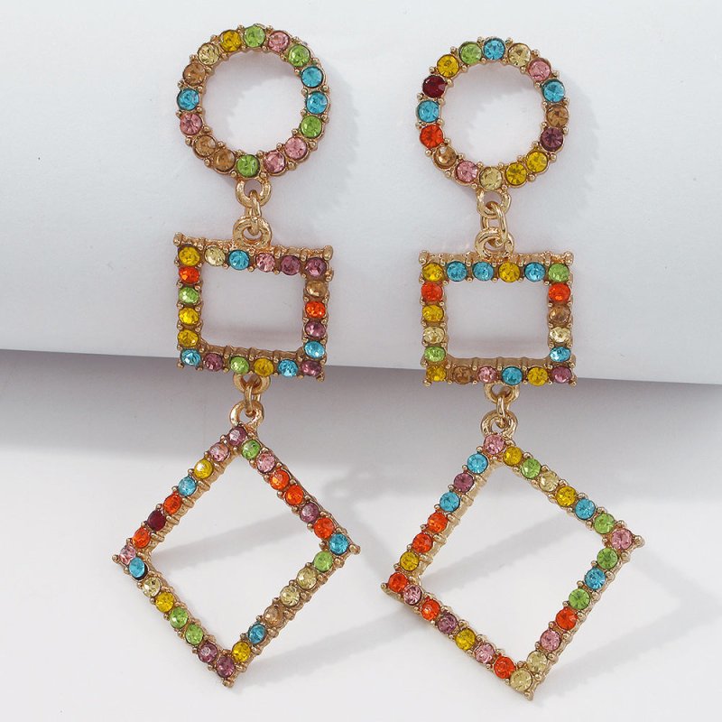 Rectangle Earrings: Diamond Square Glamour-Jewearrings