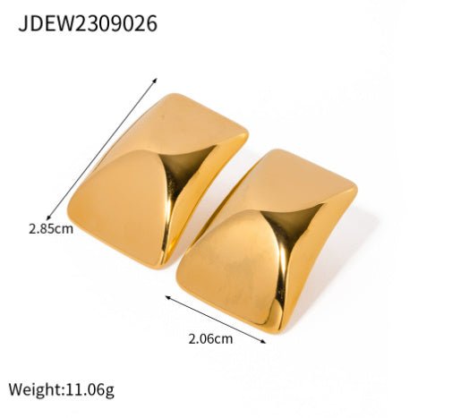 Rectangle Earrings: Elegant Gold Rectangles-Jewearrings