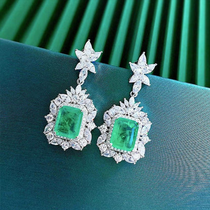 Rectangle Earrings: Emerald Necklace Set-Jewearrings