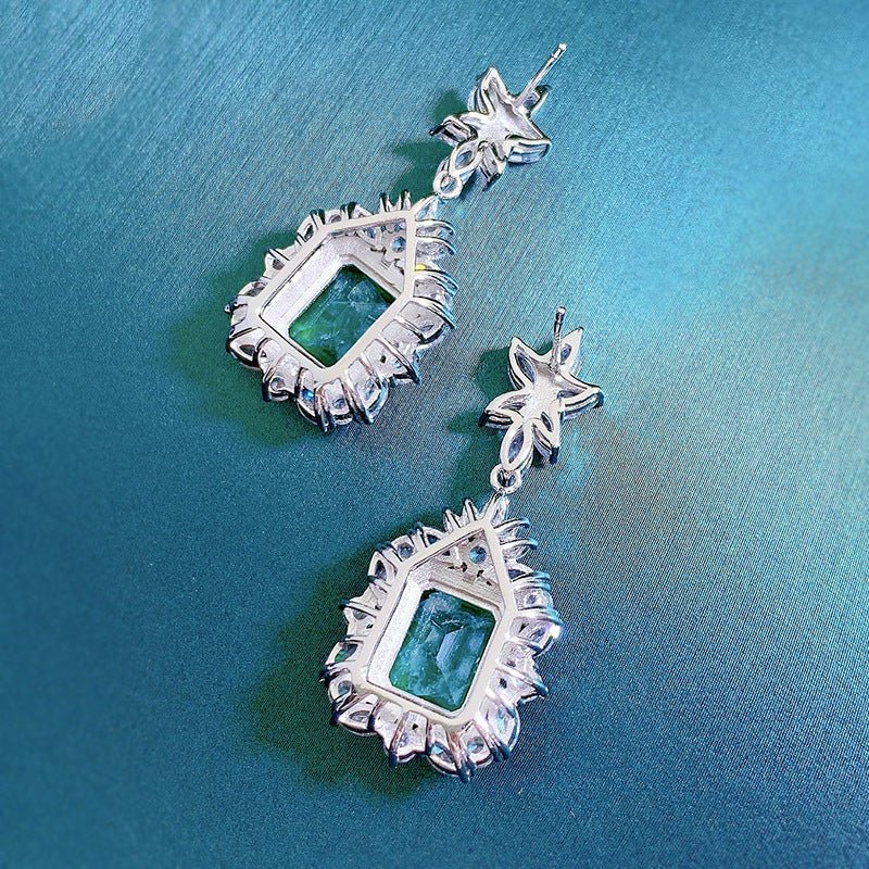 Rectangle Earrings: Emerald Necklace Set-Jewearrings