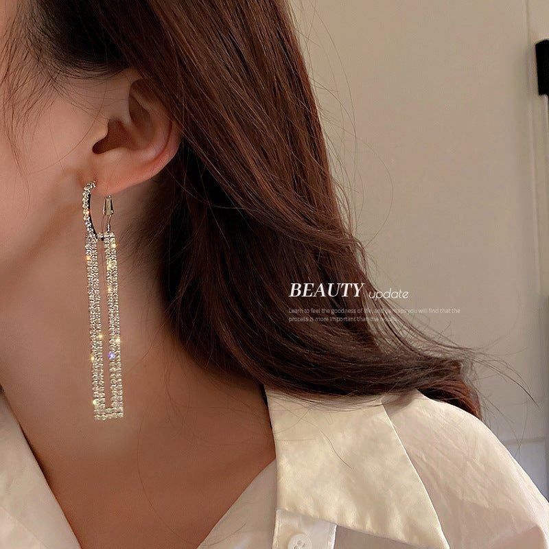 Rectangle Earrings: Fashion Diamond Personality-Jewearrings