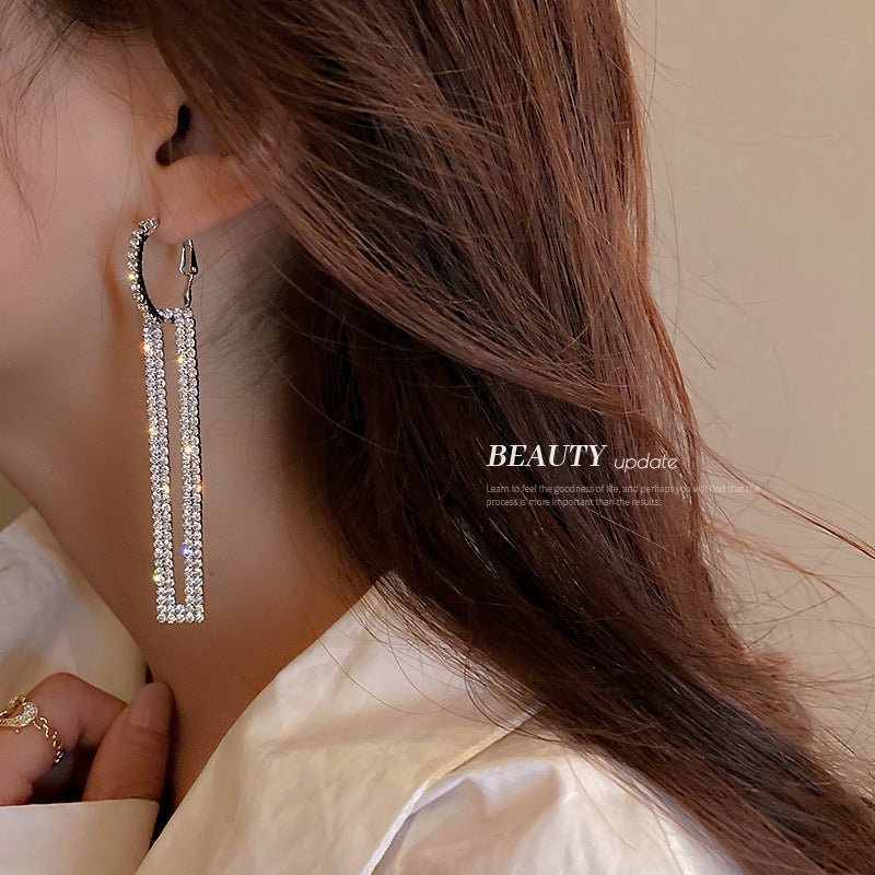 Rectangle Earrings: Fashion Diamond Personality-Jewearrings