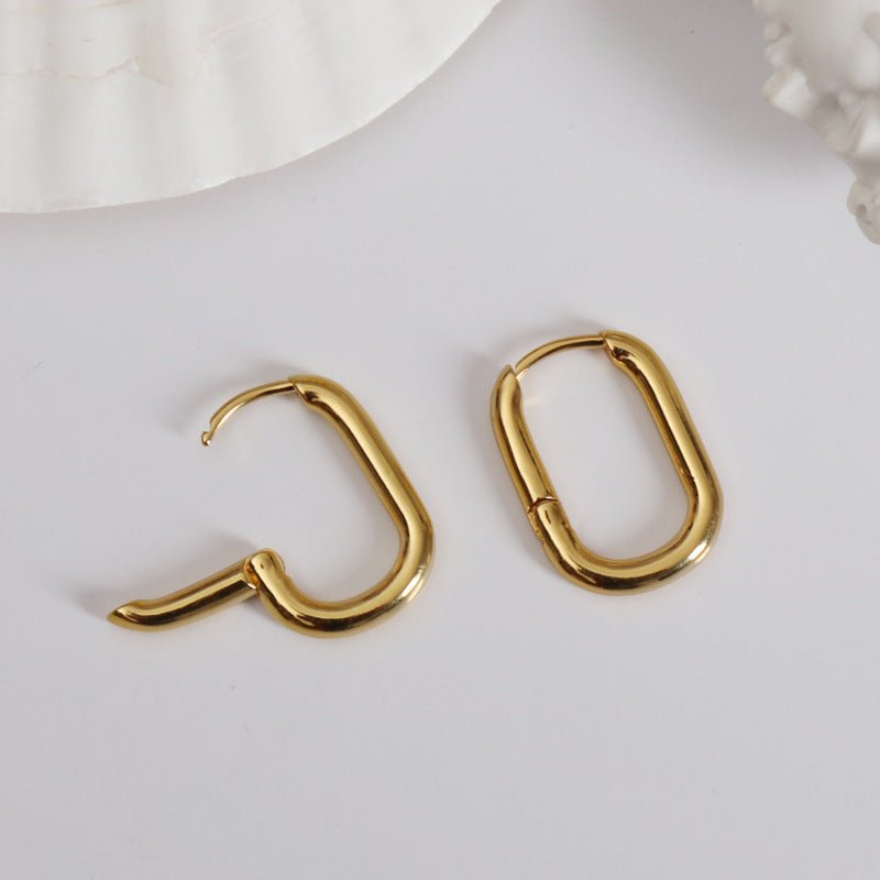 Rectangle Earrings: Geometric U-shaped Hoops-Jewearrings