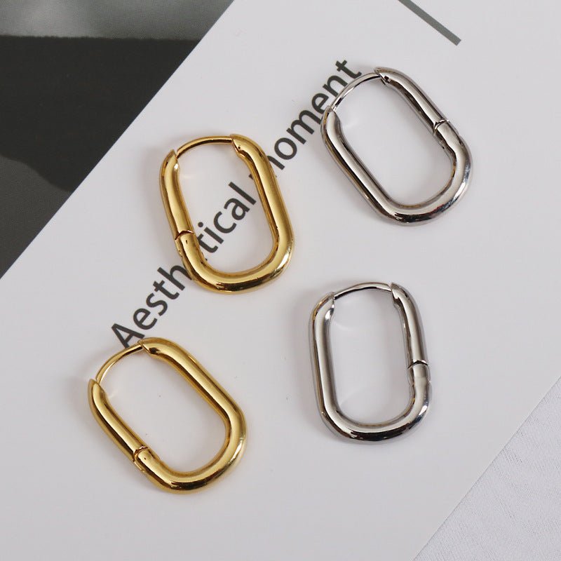 Rectangle Earrings: Geometric U-shaped Hoops-Jewearrings