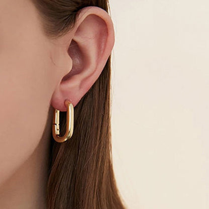 Rectangle Earrings: Geometric U-shaped Hoops-Jewearrings