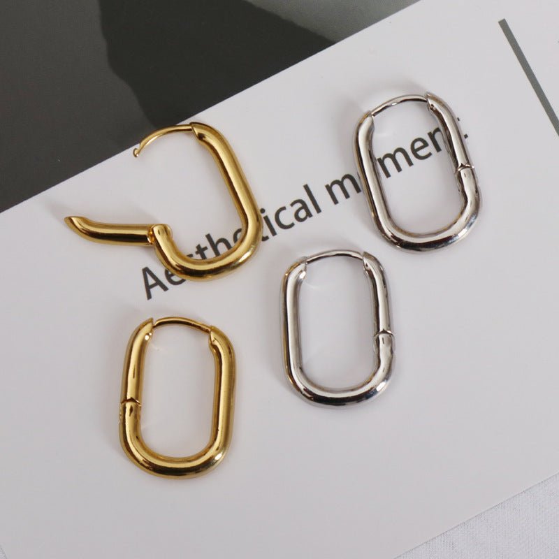 Rectangle Earrings: Geometric U-shaped Hoops-Jewearrings