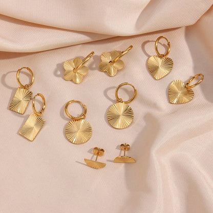 Rectangle Earrings: Gold Plated Geometric Hoops-Jewearrings