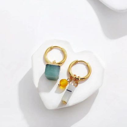 Rectangle Earrings: Retro Asymmetric Hoops-Jewearrings