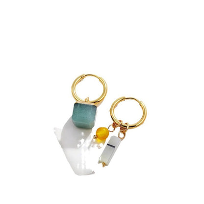 Rectangle Earrings: Retro Asymmetric Hoops-Jewearrings