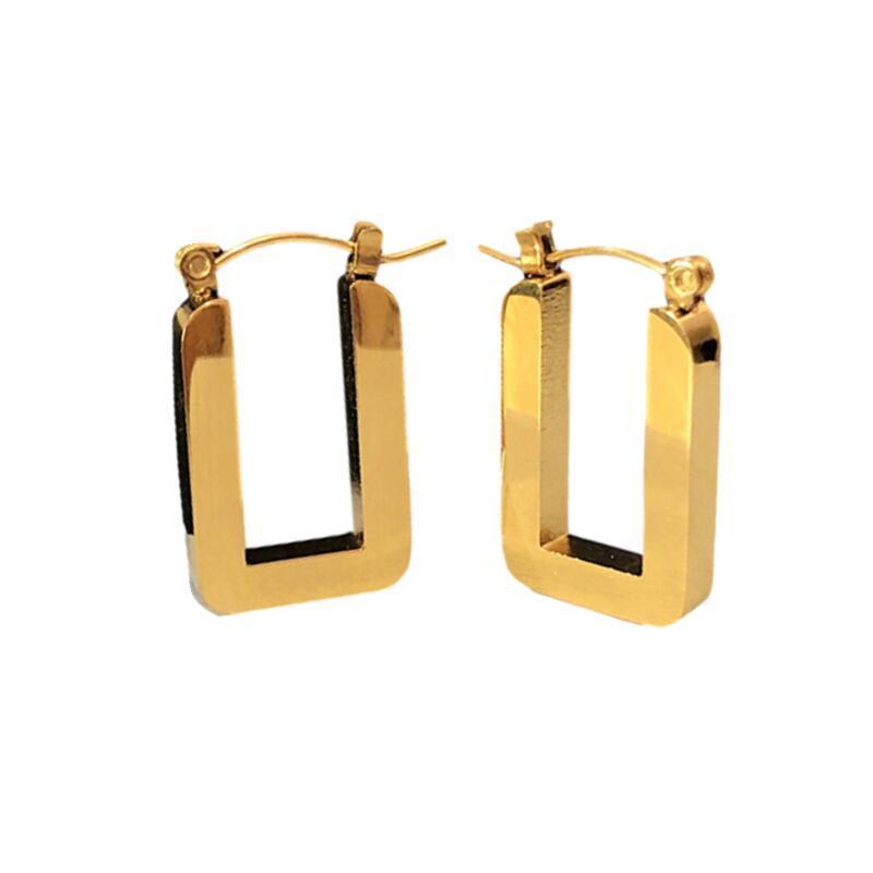 Rectangle Earrings: Titanium Steel Clip Elegance-Jewearrings