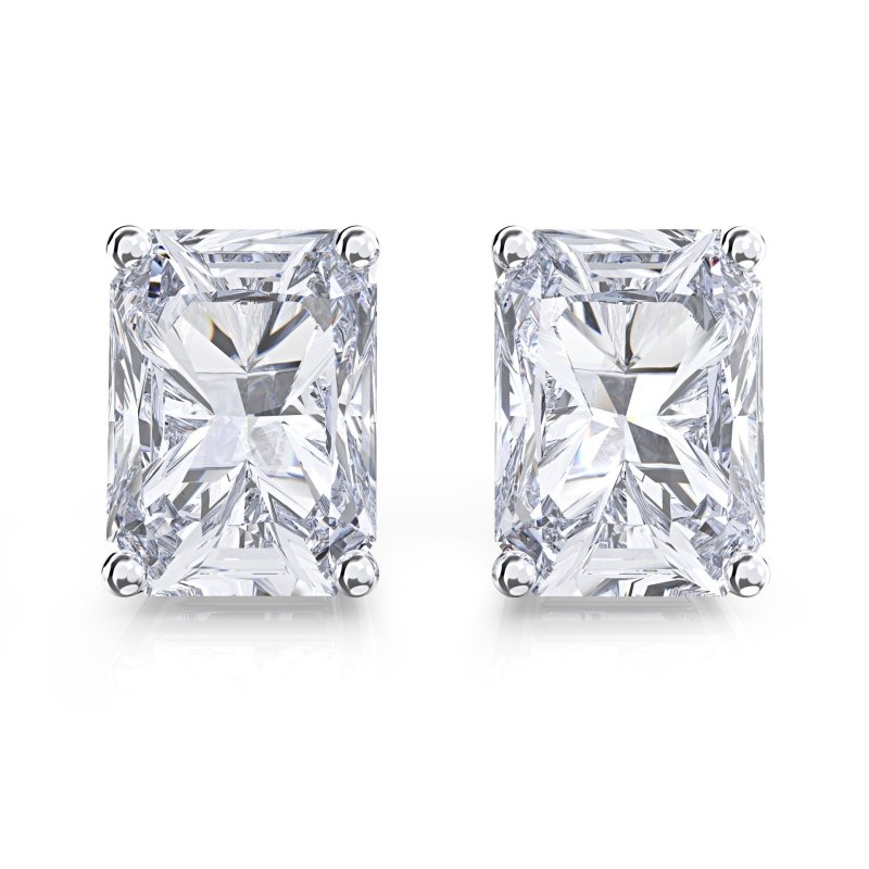 Rectangular Four-prong Simulated Diamond Zircon Stud Earrings Earrings-Jewearrings