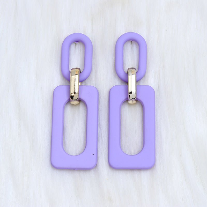 Rectangular Hollow Out Stitching Acrylic Earrings Retro-Jewearrings