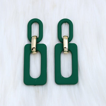 Rectangular Hollow Out Stitching Acrylic Earrings Retro-Jewearrings