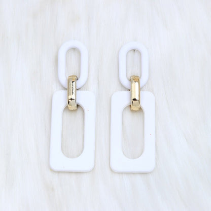 Rectangular Hollow Out Stitching Acrylic Earrings Retro-Jewearrings