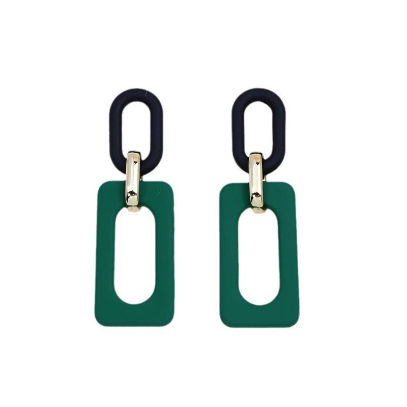 Rectangular Hollow Out Stitching Acrylic Earrings Retro-Jewearrings