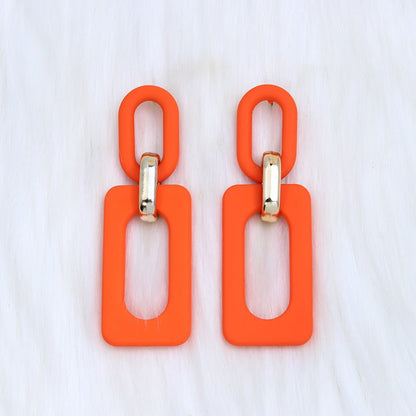 Rectangular Hollow Out Stitching Acrylic Earrings Retro-Jewearrings