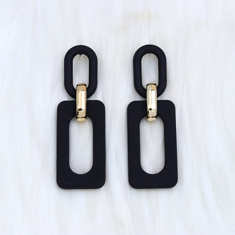 Rectangular Hollow Out Stitching Acrylic Earrings Retro-Jewearrings