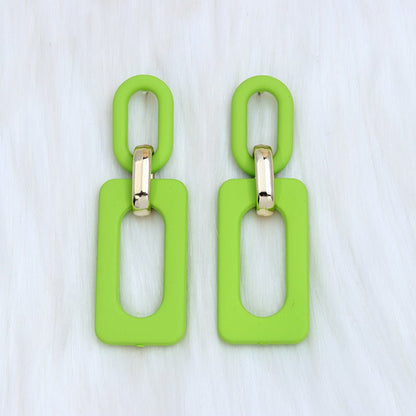 Rectangular Hollow Out Stitching Acrylic Earrings Retro-Jewearrings