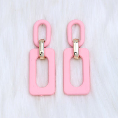 Rectangular Hollow Out Stitching Acrylic Earrings Retro-Jewearrings