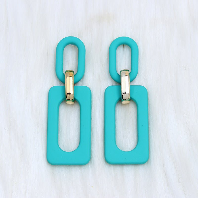 Rectangular Hollow Out Stitching Acrylic Earrings Retro-Jewearrings