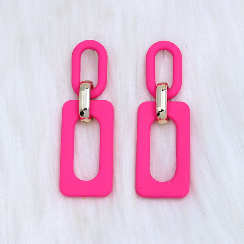 Rectangular Hollow Out Stitching Acrylic Earrings Retro-Jewearrings