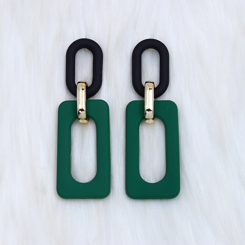 Rectangular Hollow Out Stitching Acrylic Earrings Retro-Jewearrings