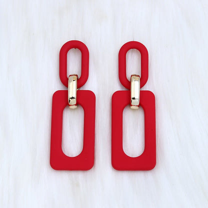 Rectangular Hollow Out Stitching Acrylic Earrings Retro-Jewearrings