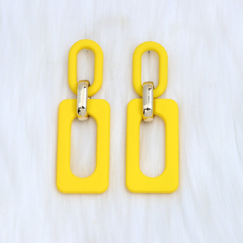 Rectangular Hollow Out Stitching Acrylic Earrings Retro-Jewearrings