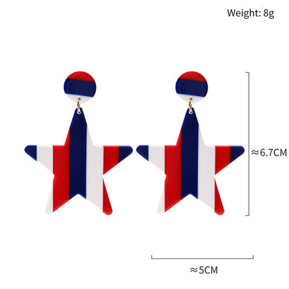 Red, White And Blue Stripes Acetate Earrings-Jewearrings