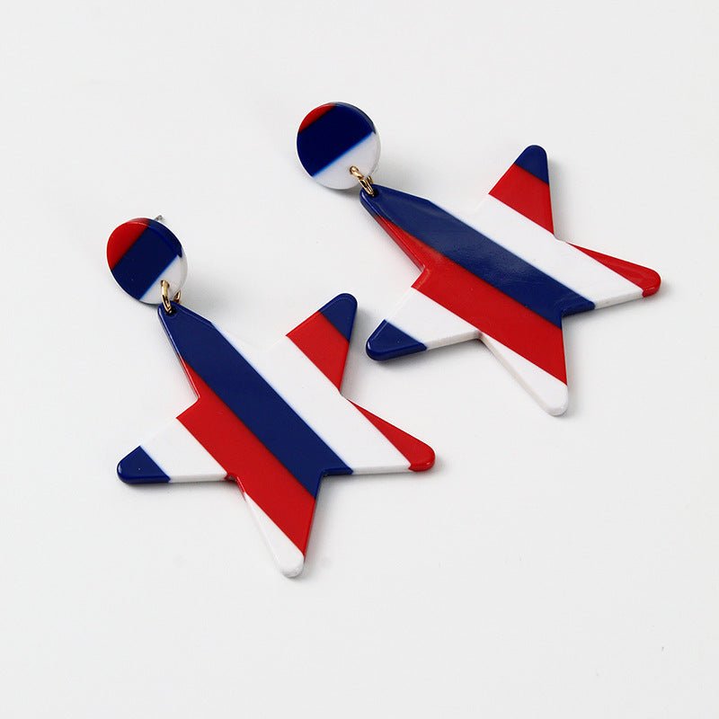 Red, White And Blue Stripes Acetate Earrings-Jewearrings