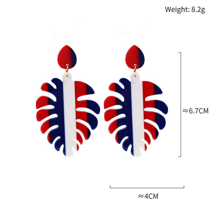 Red, White And Blue Stripes Acetate Earrings-Jewearrings