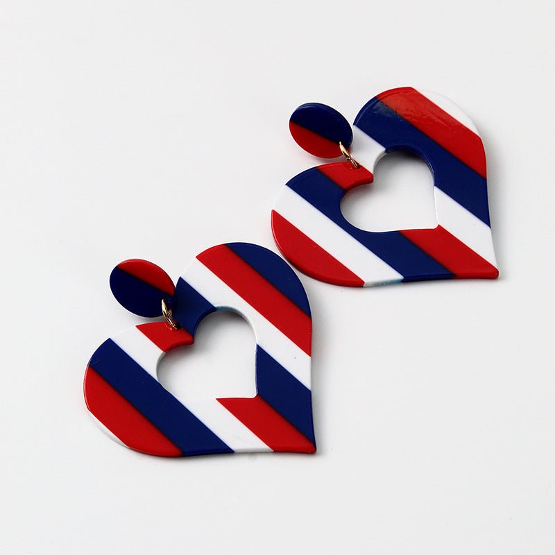 Red, White And Blue Stripes Acetate Earrings-Jewearrings