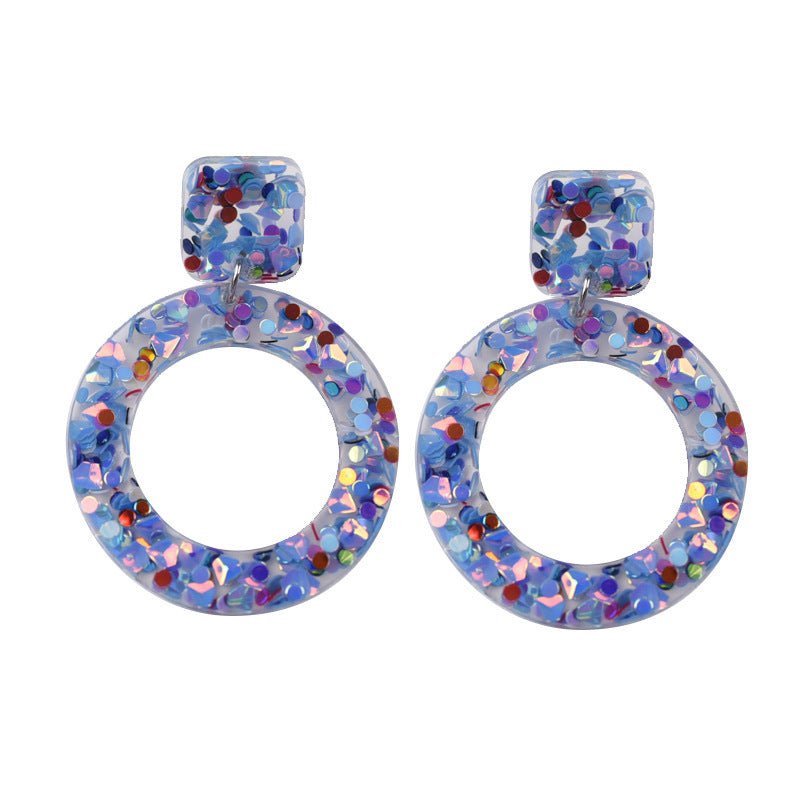 Resin Colored Sequins Acrylic Earrings-Jewearrings