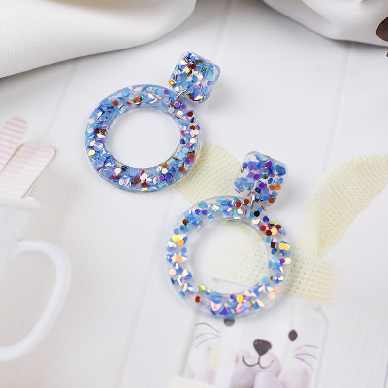 Resin Colored Sequins Acrylic Earrings-Jewearrings