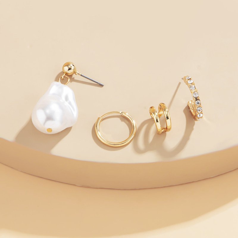 Retro Baroque Shaped Pearl Earrings Women-Jewearrings