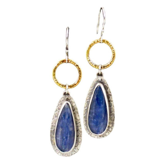 Retro Blue Water Drop Geometric Circle Simple Earrings-Jewearrings