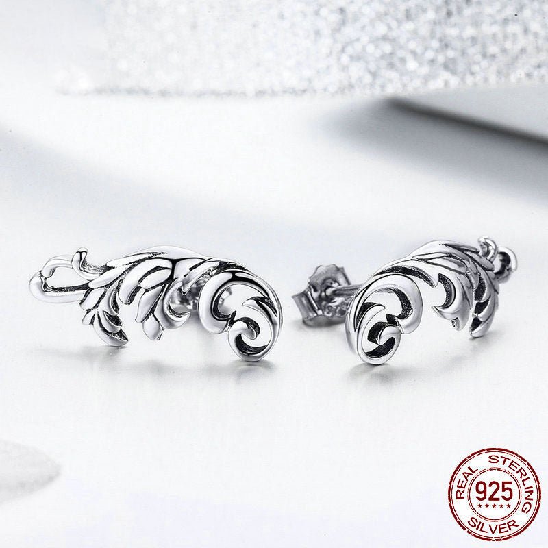 Retro European Flower Fashion Temperament Silver Stud Earrings-Jewearrings