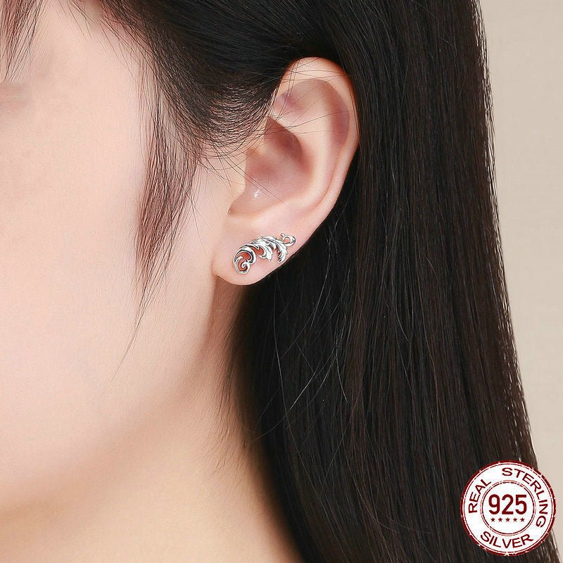 Retro European Flower Fashion Temperament Silver Stud Earrings-Jewearrings