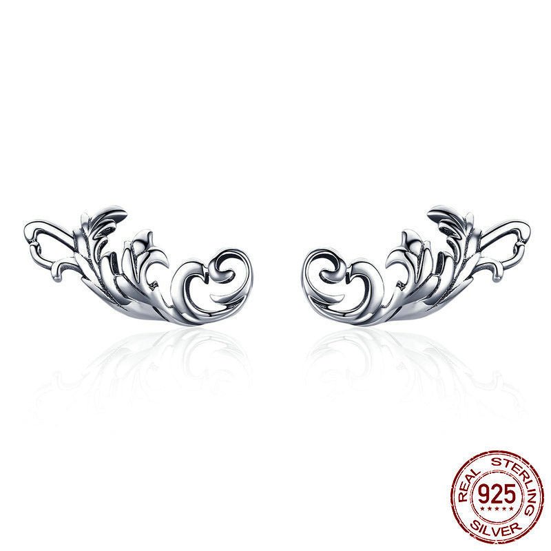 Retro European Flower Fashion Temperament Silver Stud Earrings-Jewearrings