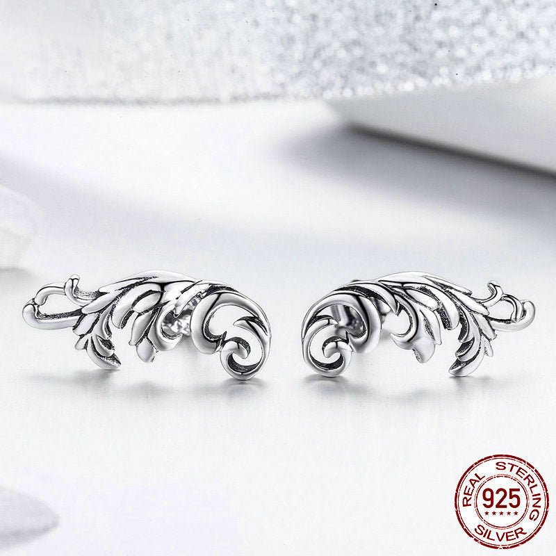 Retro European Flower Fashion Temperament Silver Stud Earrings-Jewearrings